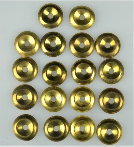 SET OF (18) STAMPED BRASS ROUND ROSETTE PULL BACKPLATES - SALVAGED Cover