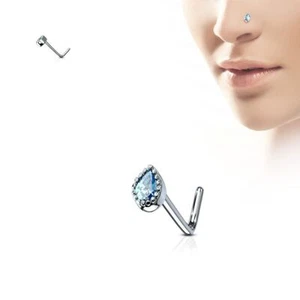 Piercing Nase Stecker IN L Strasssteine Träne Türkis - Bild 1 von 1