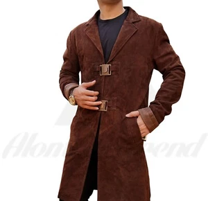 Costume Firefly Malcolm Reynolds vera pelle scamosciata marrone trench cappotto giacca - Foto 1 di 12