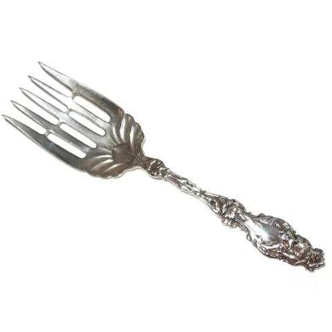 Whiting, LILY, Recast Sterling Large Solid Fish Serving Fork, 9 1/8" 130 gram Cover