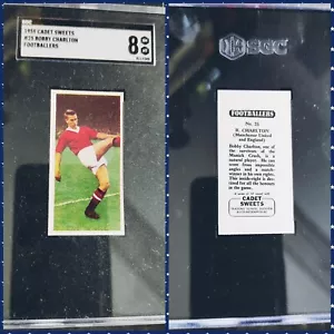 ⭐ 1959 Cadet Sweets #25 Bobby Charlton 2nd Year Soccer Card SGC 8 Low PSA Pop - Picture 1 of 1