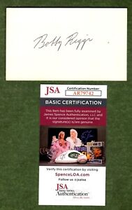 Bobby Riggs Signed Index Card, 6x Grand Slam Tennis Champion, JSA Certified