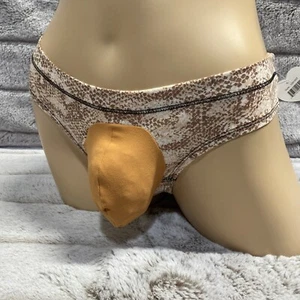 28-38 M Orange Snakeskin Thong Fem Boy Trans Women Men Sexy Pouch Panties Sissy - Picture 1 of 6