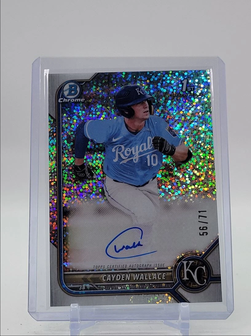 CAYDEN WALLACE 2022 BOWMAN CHROME DRAFT 1ST SPARKLE REFRACTOR AUTO /71 Q0353