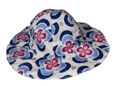 Gymboree 婴幼儿女孩沙漠梦太阳帽 6-12 个月蓝色粉色白色金色 — 第 1/4 张图片