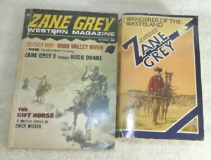 Lot Zane Grey Western Magazine Oct 1970 Vol 3 No 1 & Wanderer Wasteland 1968 PB - Foto 1 di 11