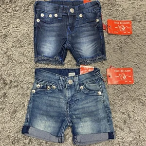 True Religion Jeansshorts Baby 12M Geno Relaxed Slim Cuffed Row Edge Lot (2) Neu mit Etikett - Bild 1 von 24