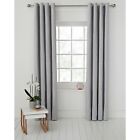 Pair Ready Made 66"x72" Eyelet Lined Ribbed Grey Curtains Living Bed Room Dining