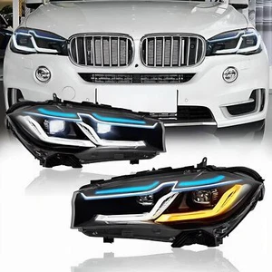 LED Headlights Assembly For BMW X5 F15 X6 F16 2014-2018 Xenon HID Upgrade - Picture 1 of 10