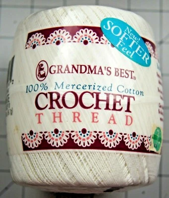 WHITE Grandma's Best 100% Mercerized Cotton Crochet Thread Yarn Sz 10 350 Yds - Image 1 of 2