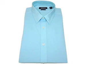 DKNY Men's Slim Fit Stretch Dress Shirt Textured Stripe Pool Blue Sz 16 34/35 L - Picture 1 of 3