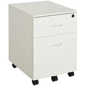 Abschließbarer Aktenschrank mit 2 Schubladen und Rollen - kompakte Aufbewahrung - weißes Design - Bild 1 von 9