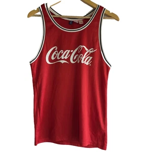 H&M Divided Coca-Cola rot Mesh Jersey Tank Top T-Shirt Unisex XS gestreift Borte - Bild 1 von 14