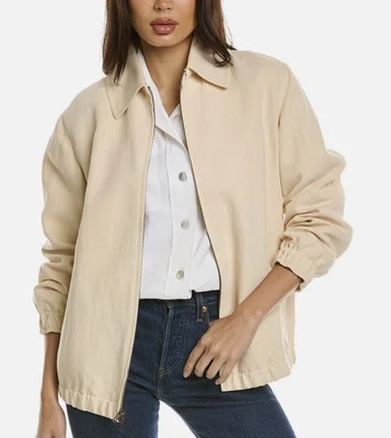 Chaqueta Bomber Vince Mezcla de Lino De Gran Tamaño Talla XS en Abedul, NUEVA SIN ETIQUETAS, PRECIO DE VENTA SUGERIDO POR EL FABRICANTE $595 Foto 1 de 4