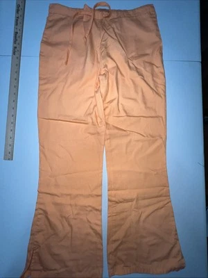 Cherokee workwear scrub pants women’s XS Orange elastic waist drawstring pockets - Image 1 of 4