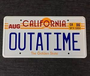 Back to the Future OUTATIME De Lorean prop License Plate Embossed on Aluminium  - Picture 1 of 9