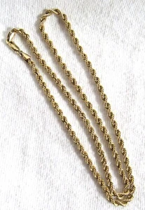 10k Yellow Gold 22" Rope Chain 3 mm Twist Necklace 7.2g Gorgeous Turkey BNTR - Picture 1 of 10