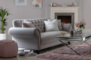 BRAND NEW (EX-DISPLAY) - Argos Home Chelsea Velvet 3 Seater Sofa - Grey - Picture 1 of 9