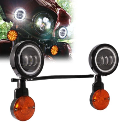 US LED Auxiliary Passing Fog Turn Signal Lights Bar For Harley Touring Road King Foto 1 de 4