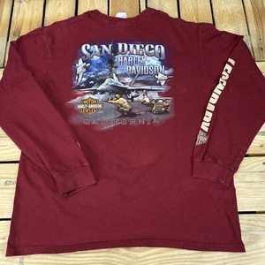 Harley Davidson Motorcycles San Diego Ca Long Sleeve Shirt Lg Military USA Navy - Picture 1 of 5