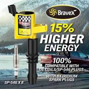 8PS Straight Boot Ignition Coils&Spark Plug SP546 15% More Energy Ford F150 F250 - Picture 1 of 6