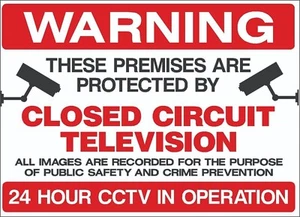 4 pegatinas de CCTV en funcionamiento: seguridad, vigilancia, señal de CCTV, ventana, advertencia - Imagen 1 de 1