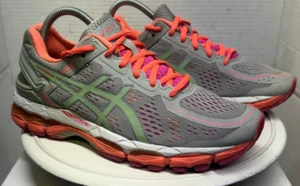 ASICS Gel Kayano 22 Fluid Ride Running Sneakers Womens 7.5 39 Gray Pink Orange - Picture 1 of 12