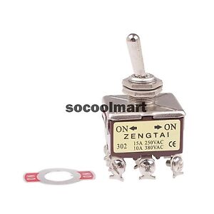 1Pc Panel Mount Toggle Switch 3P2T 3PDT 2 Position ON/ON 9 Pin 380V 10A 250V 15A