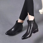 Womens Booties Mid Block Heel Ankle Boots Work Ladies Casual Fashion Shoes Zippe