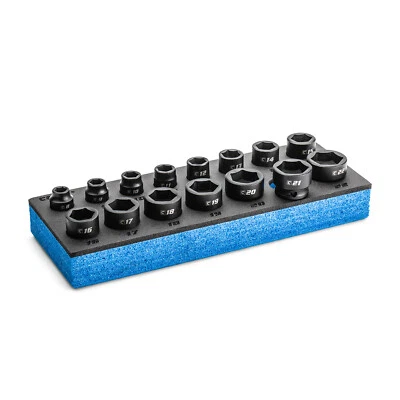 Capri Tools 3/8 in. Drive Stubby Impact Socket Set, Metric, 8 to 22 mm, 15-Piece - Image 1 of 4