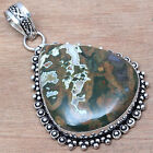Pendant Rainforest Jasper Gemstone Handmade Antique 925 Silver Jewelry 2.25"