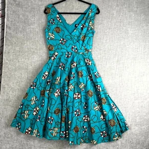 Revival NWT Size 8 Dress Blue Sleeveless V-Neck Zip Cotton Nautical Tattoo - Picture 1 of 16
