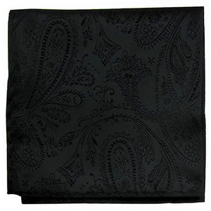 Nuevo hombre de poliéster paisley negro hankie pocket square formal fiesta de graduación de boda - Imagen 1 de 2