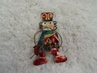 Goldtone Tin Painted Drummer Soldier Christmas Pin (A24)