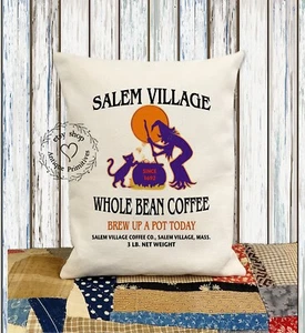 Salem Witches Whole Bean Coffee Halloween Fabric Pillow #1242 - Picture 1 of 6