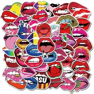50x Sweet Hot Sexy Red Lip Stickers Pack Bottle Laptop Car Bumer Bike Decal Pack - Picture 1 of 8