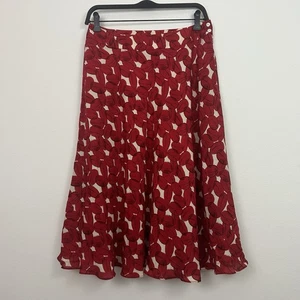 Falda de Colección Jones New York Talla 8 100% Seda Forrada con Volantes Roja Caprichosa - Imagen 1 de 9