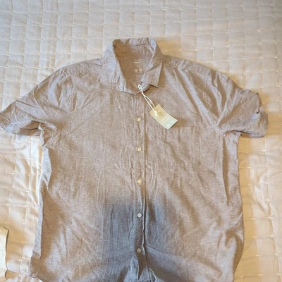 Dunnes Stores Mens Cotton Linen Mix Regular Fit Shirt taupe Size Large - Image 1 of 3