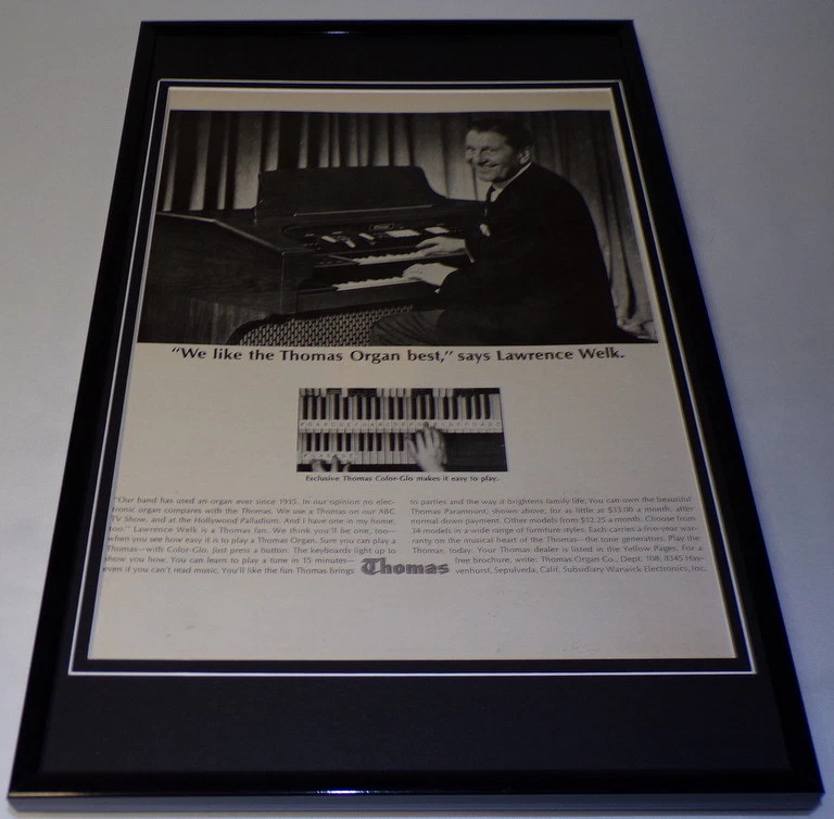 Lawrence Welk 1965 Thomas Organ Framed 11x17 ORIGINAL Advertisin​g Poster  - Image 1 of 1