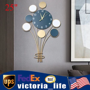 25" Large Hanging Wall Clock Balloon Metal Wall Watch Living Room Home Decor - Picture 1 of 12