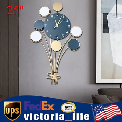 25" Large Hanging Wall Clock Balloon Metal Wall Watch Living Room Home Decor - Image 1 of 4