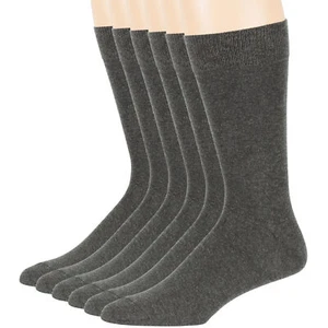 Men's Cotton 6 Pack Dress Business Comfy Big &Tall Socks XLarge 13-15 Dark Grey - Picture 1 of 8
