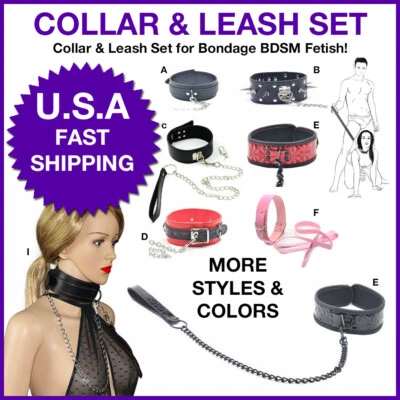 Черный бондаж шеи воротники Kinky фетиш фантазии раб ограничения B-D-S-M ремень - Изображение 1 из 3