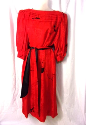 Vintage Flora Kung Special Edition Red 100% Silk Dress Lord & Taylor 8 Lovely - Image 1 of 4