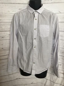 Superdry Laundered Cut Collar Shirt Long Sleeve White w/ Gray Stripes Size M - Picture 1 of 8