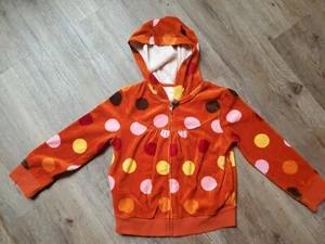 Gymboree Girls Orange Brown Polka Dot Jacket Hoodie Size 5-6 Velour fall EUC  - Picture 1 of 3