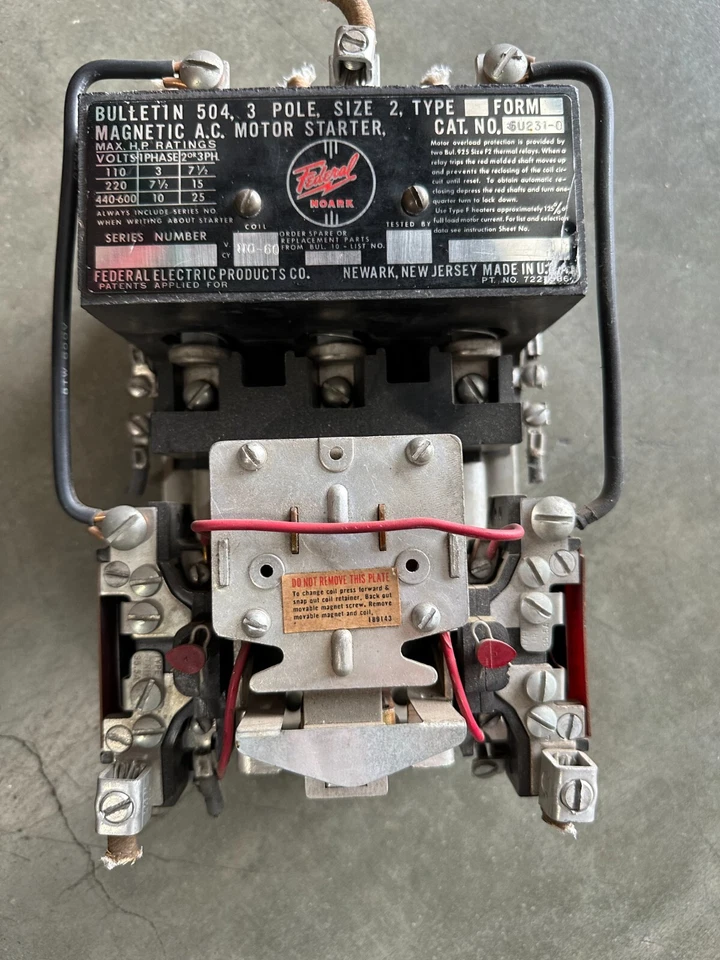 Boletín Federal Noark 5U231-01 504 3 polos tamaño 2 tipo U 110-600V bobina de 120 VAC Foto 1 de 4