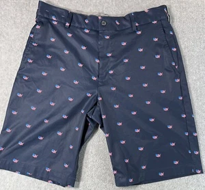 Walter Hagen 11 Majors Golf Shorts Mens 34 Navy Blue America Graphic Lightweight - Picture 1 of 14