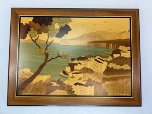 Intarsien Landschaft Szene Holz Intarsien Wandbild Deko Holzbild Sorrent Italien - Bild 1 von 8