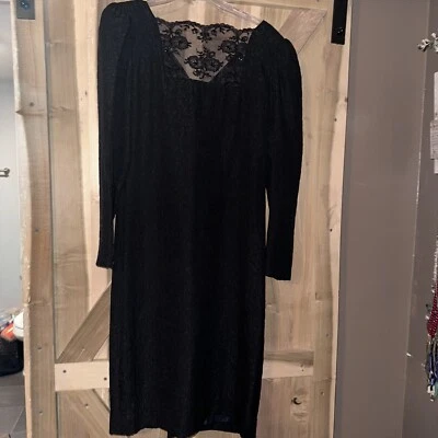 Adele Simpson Rare Vintage Little Black Dress Lace Cocktail Size 12 60-80’s - Image 1 of 4